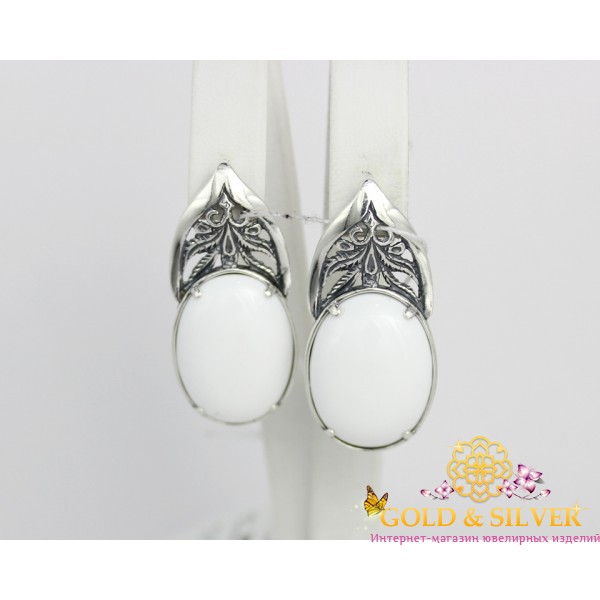 Жіночі сережки срібні з кохалонгом "Лілея" 2627 , Gold &amp Silver Gold & Silver, Украина